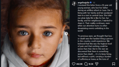 Photo of Angelina Jolie Shares Letter From Young Woman in Gaza Detailing Life After War